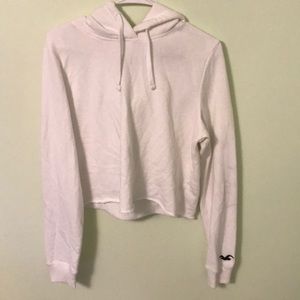 Hollister White Cropped Hoodie